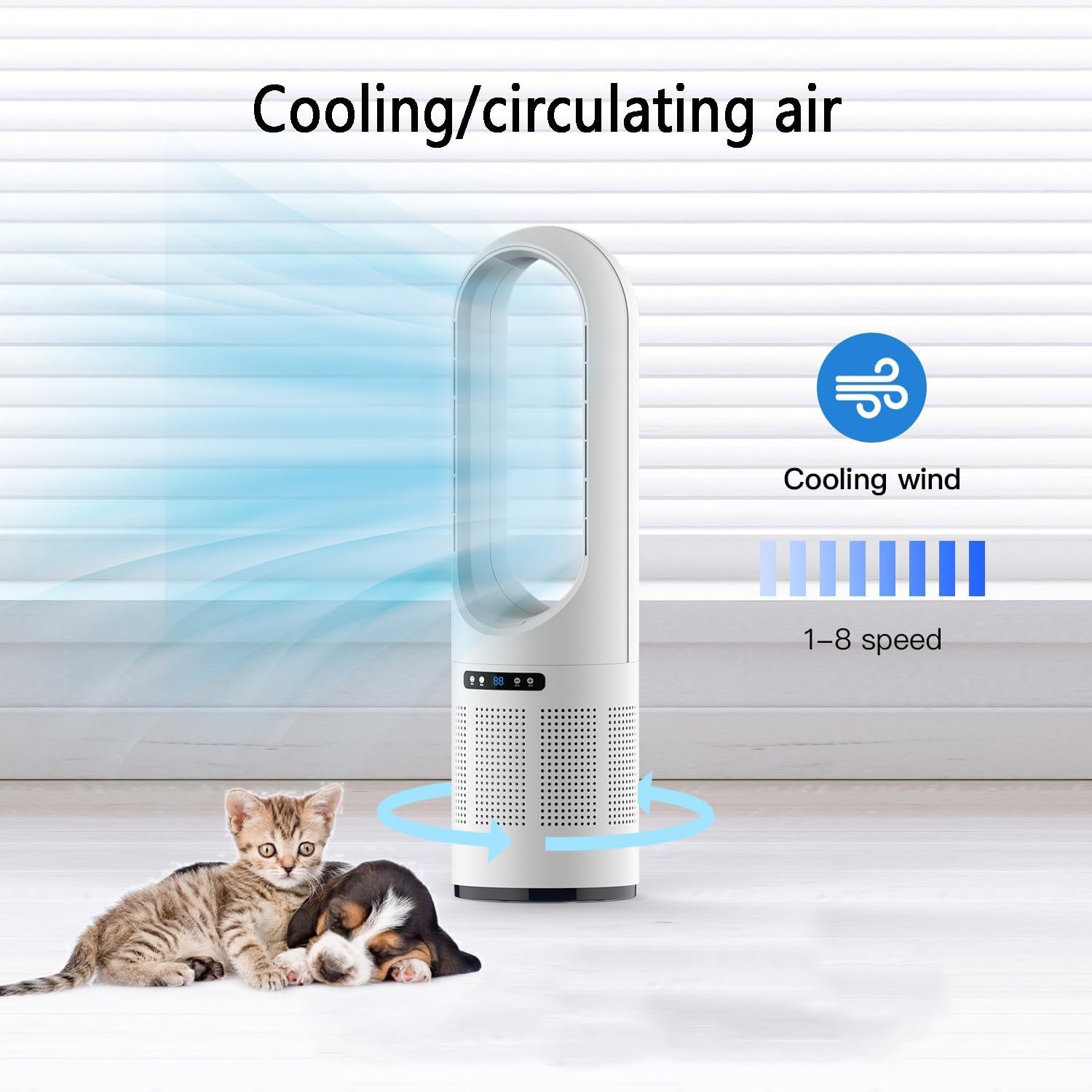 Bladeless Tower Fan, Oscillating Fan, Portable Fan, Easy to Clean, Standing Floor Fan for Bedroom, Home, Offic; Air Circulation for Comfort and Convenience All Year Round(Gray)