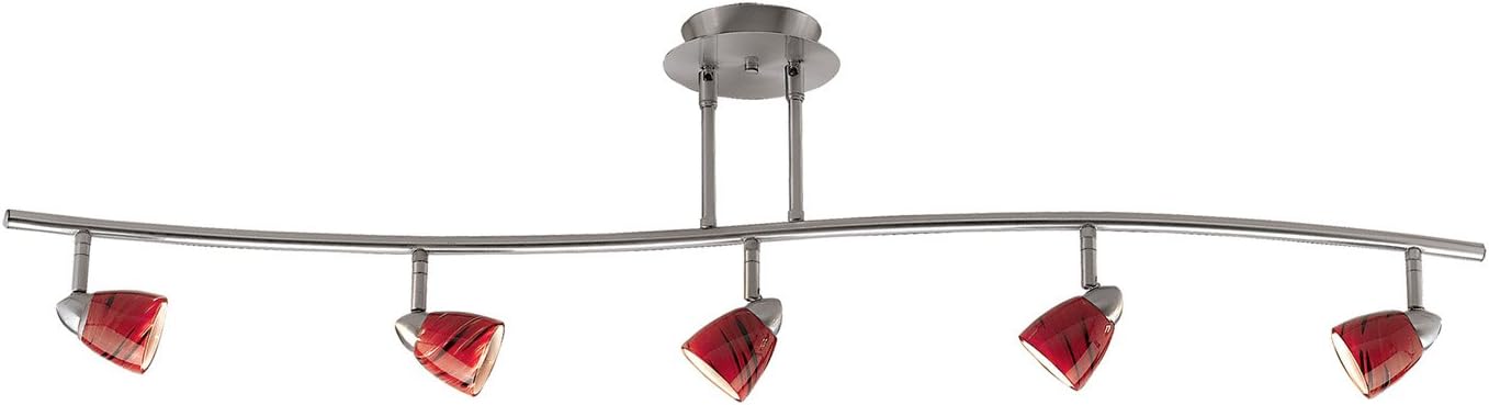Cal Lighting SL-954-5-BS/RDS Contemporary Modern Five Light Pendant from Serpentine Collection in Pewter, Nickel, Silver Finish, 48.38 inches