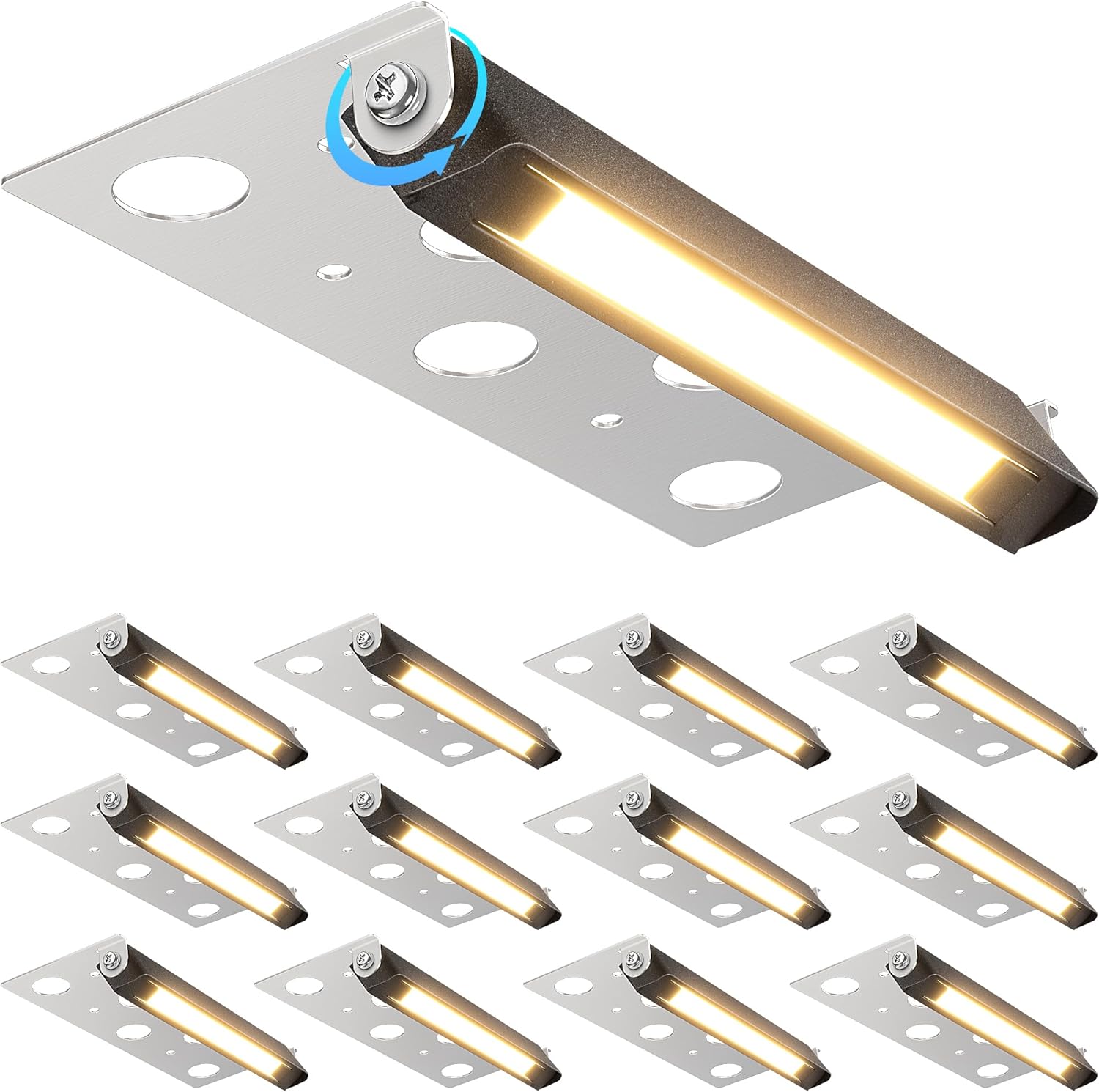 SUNVIE 7 Inch Retaining Wall Lights 5W LED Hardscape Lighting 12V-24V Low Voltage Step Lights 3000K Warm White Waterproof Outdoor Landscape Lighting for Patio Walls Stairs, 12-Pack with Connectors