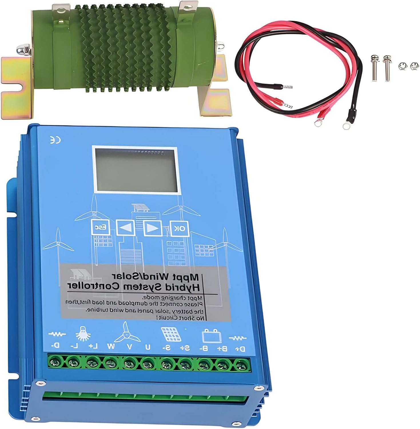 Off-Grid Hybrid Charge Controller 15000W,w/LCD Screen,12V 24V 48V MPPT Solar Wind Charging Controller,for Wind Solar Hybrid Energy Storage Power Station 12v/24V(Auto)