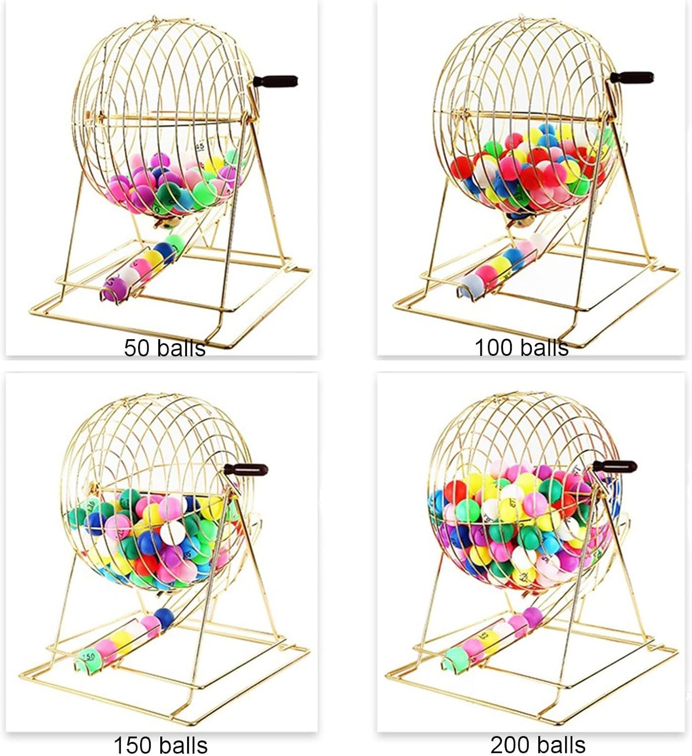 OVARIA Manual Lottery Drawing Machine, Lottery Machine Bingo Cage, Metal Raffle Drum Spin Selector with 50/100 Number Balls(100 Yellow Balls)
