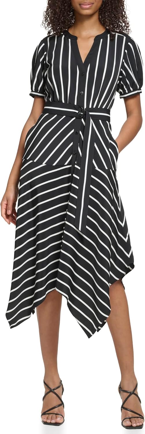 KARL LAGERFELD Paris Womens Dresses Dress,Black Soft White,10