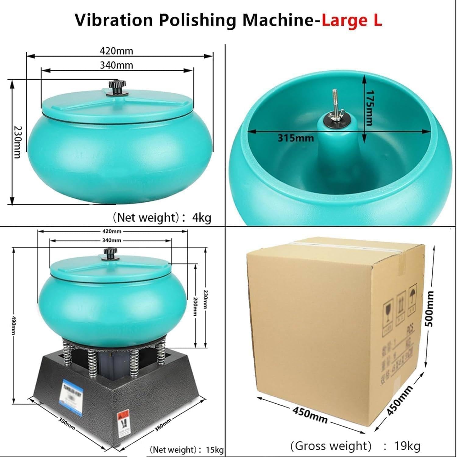 Vibrating Polisher, Electric Polisher, Professional Rock Tumbler Kit, Vibrating Polishing Drum, Strong Load Capacity for Grinding and Polishing Workpiece Surface, Jewelry Accessories,12L/3.17gal