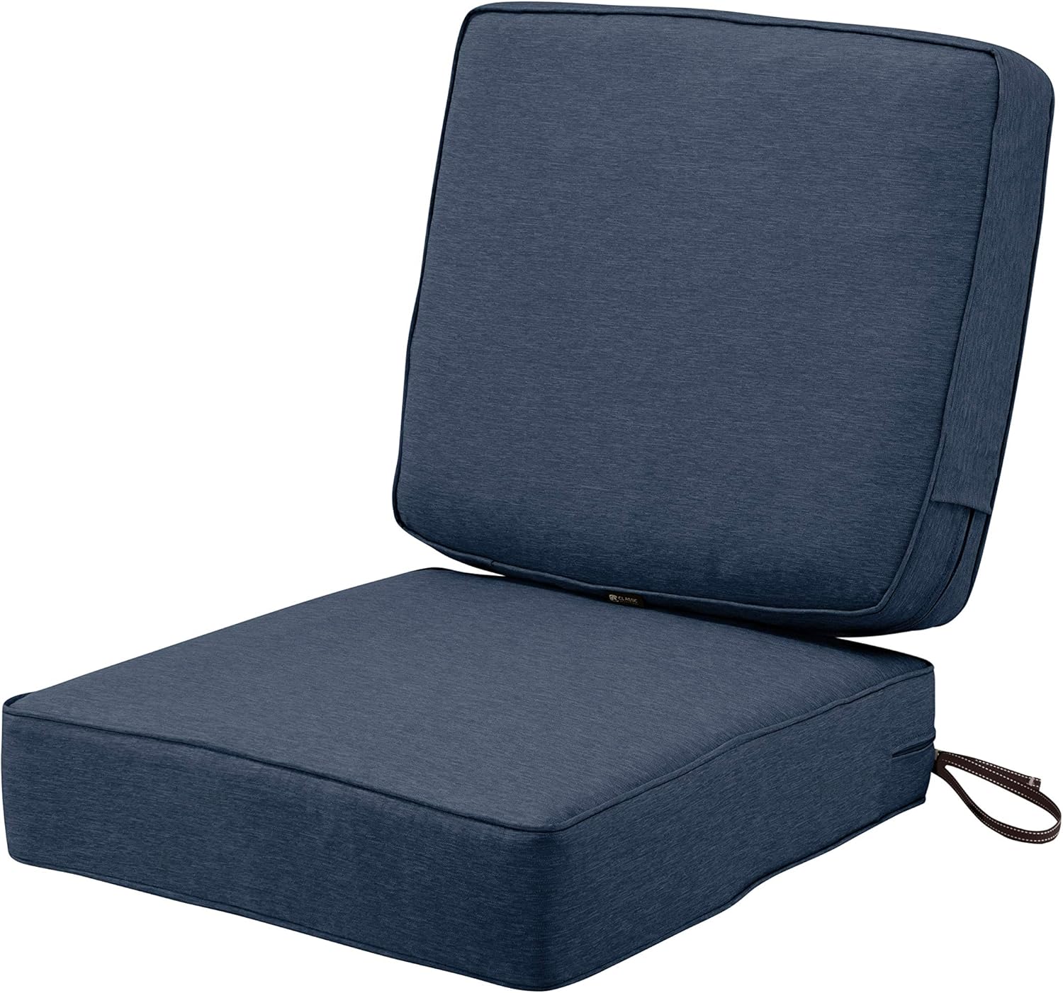 Classic Accessories Montlake Water-Resistant 25 x 25 x 5 Inch (seat)/25 x 22 x 4 Inch (Back) Patio Cushion Set, Heather Indigo Blue, Chaise Lounge Cushions Outdoor