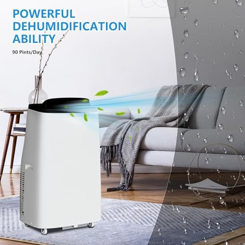 Portable Air Conditioner, 14000 BTU Cools Up to 700 Sq.Ft, 3-IN-1 Quiet AC Unit Standing with Remote Control, for Bedroom and Office, Black