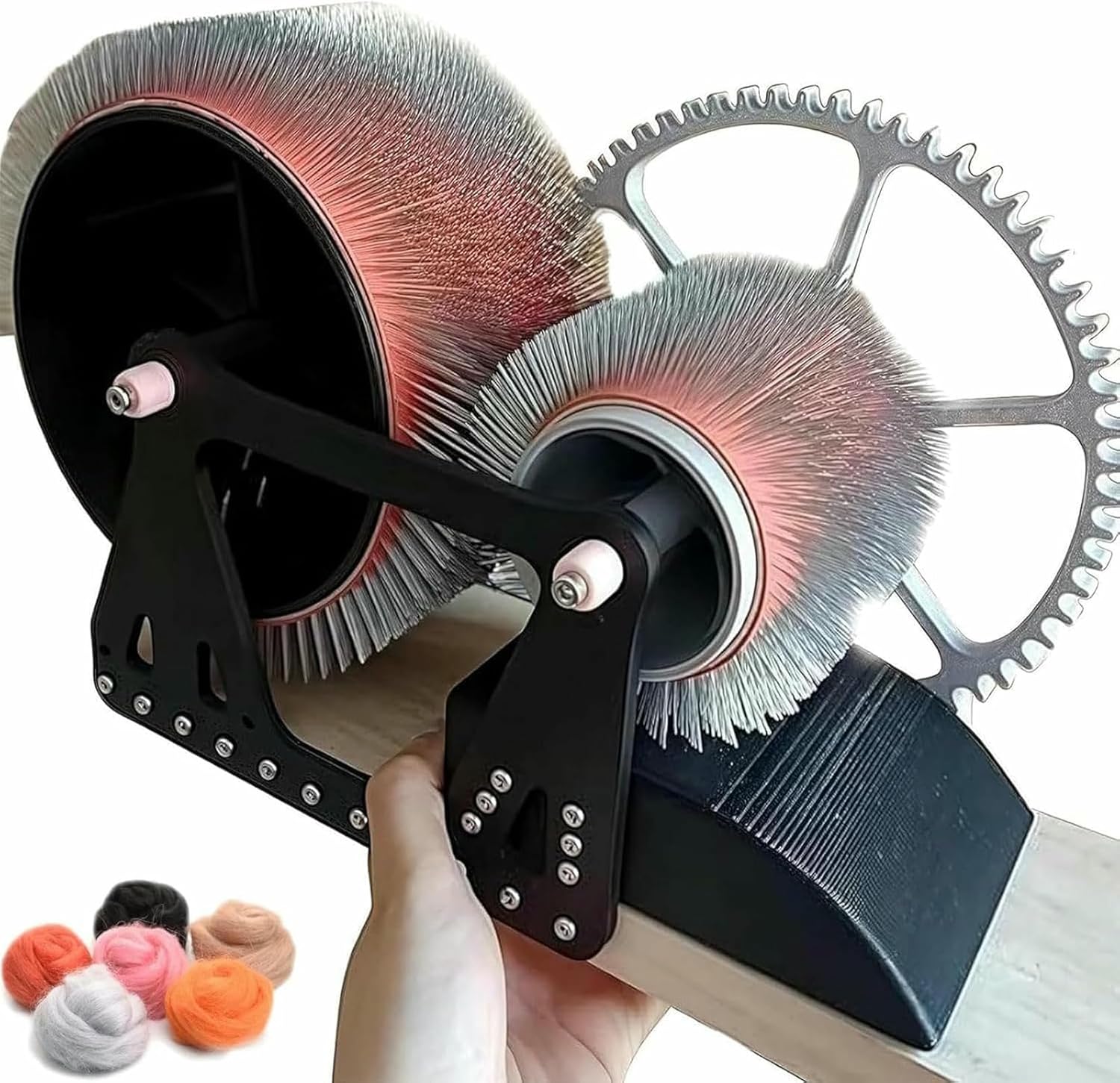 Manual Wool Carding Machine Wool Drum Carder Fiber Carding Machine with Hand Crank Remove Fiber Impurities Fast Color Mixing Wool Blending Wheel for Combing Blending~/