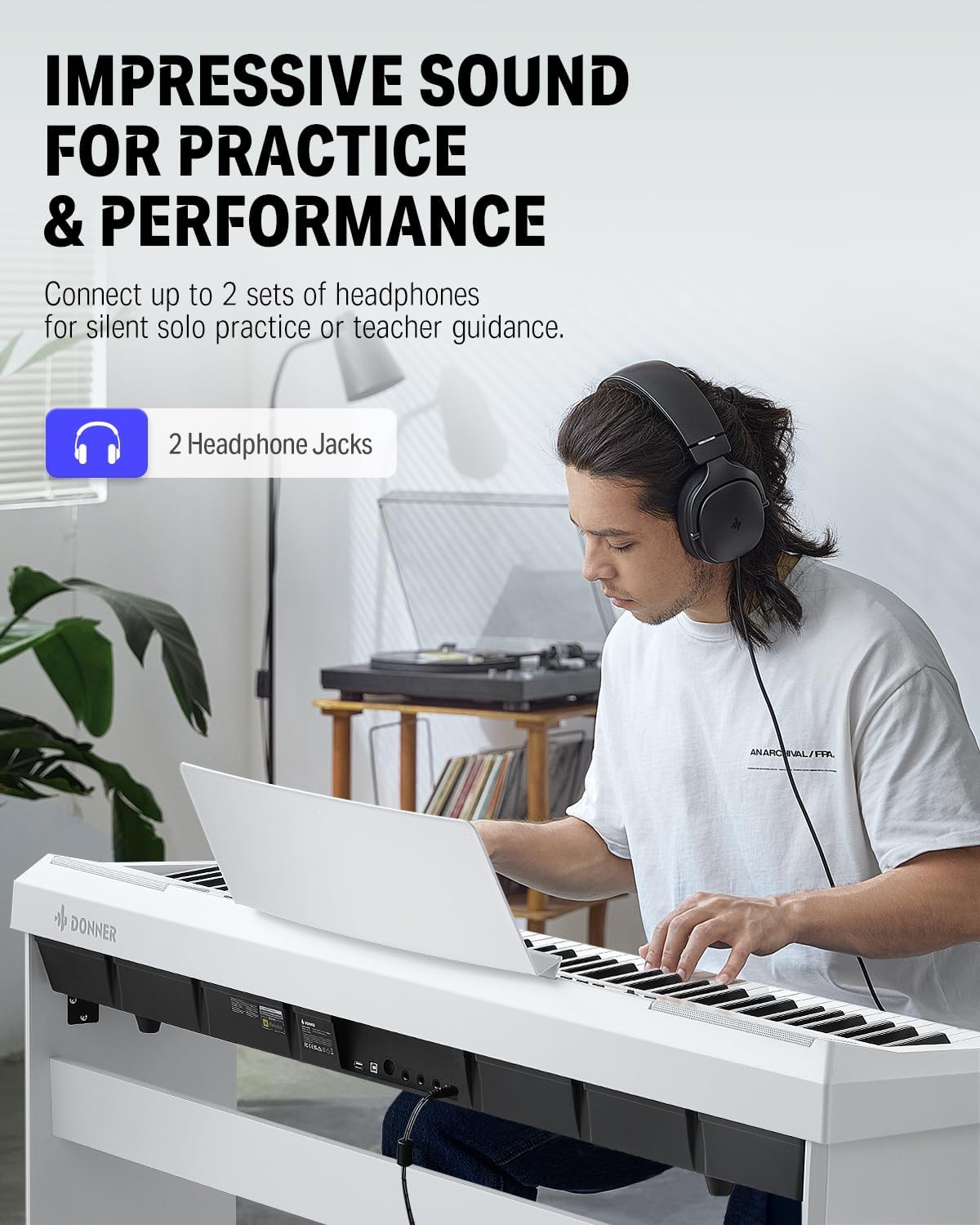 Donner DEP-20 Beginner Digital Piano+Donner Adjustable Duet Piano Bench with Storage