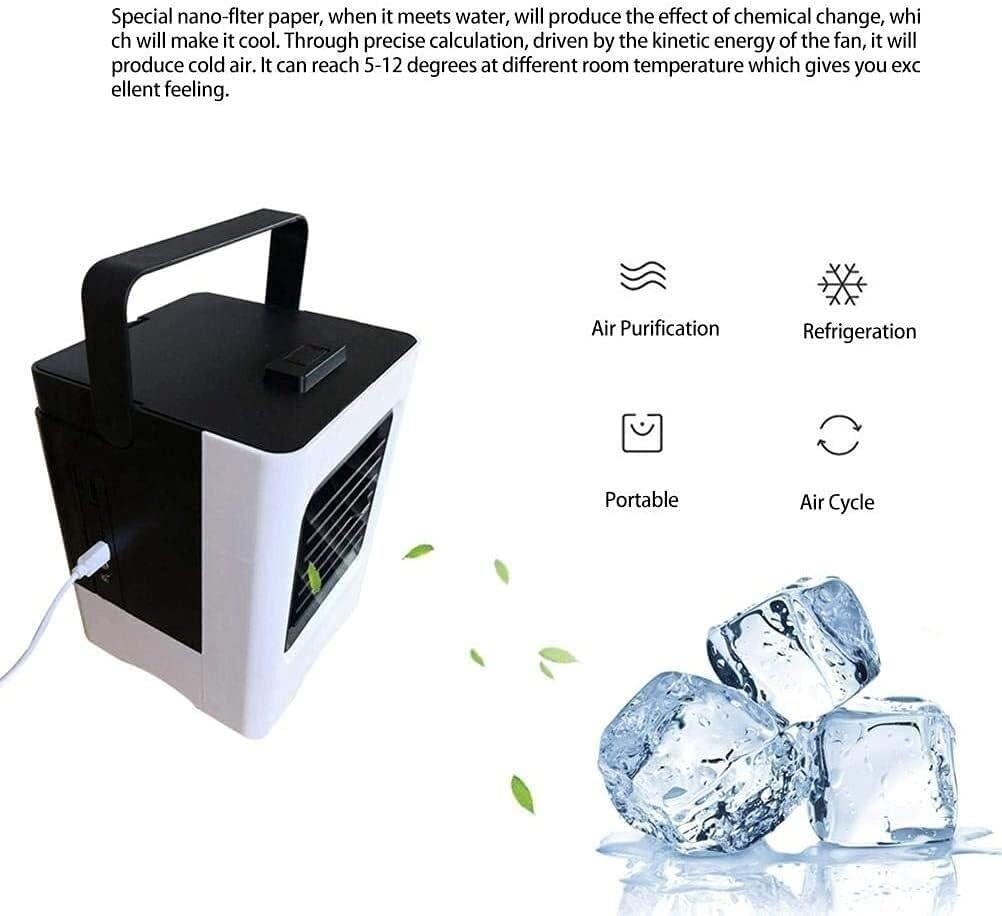 Air Cooler Mini,Cooler Portable Mini USB Air Conditioner 3 in 1 Personal Space Air Purifier Cooler and Humidifier