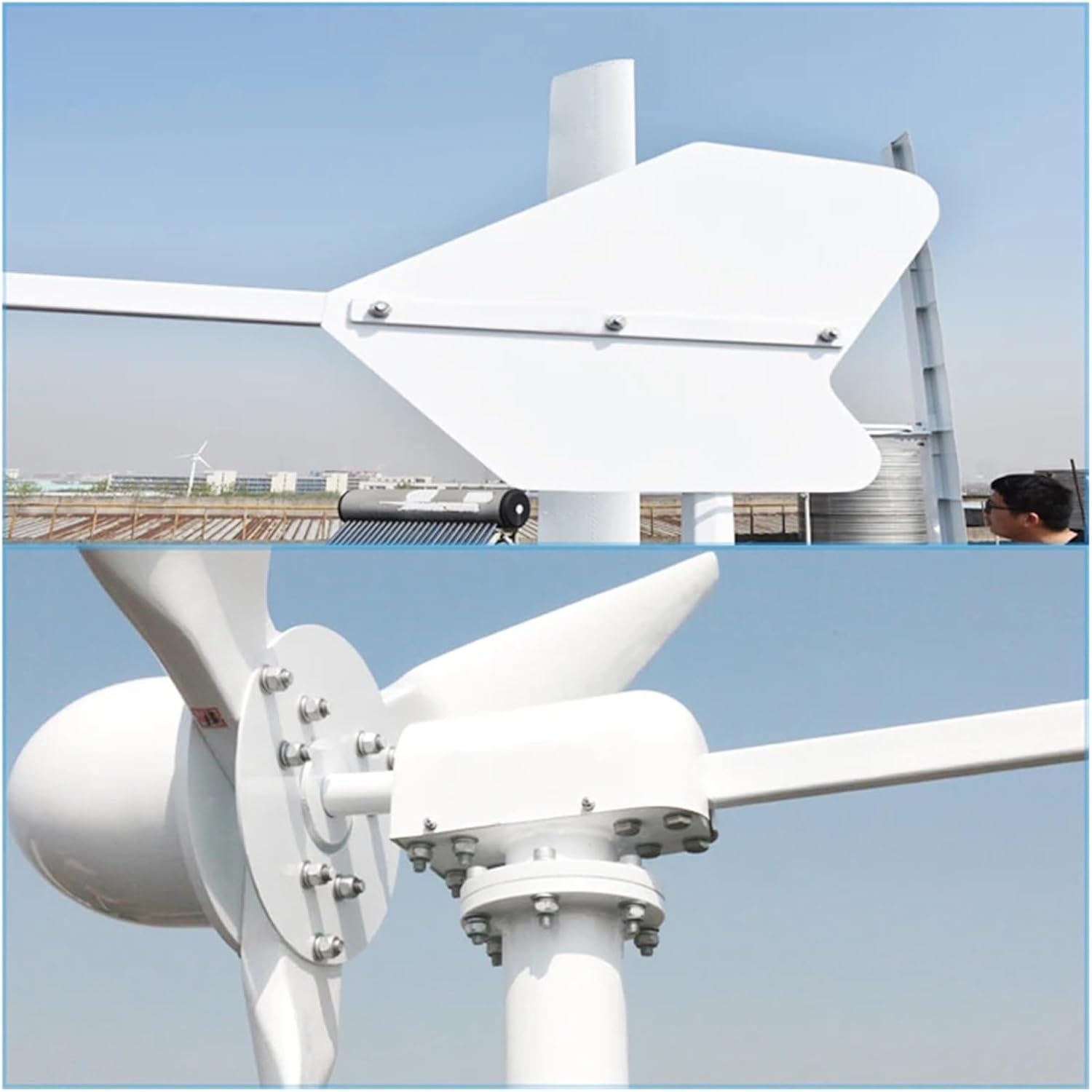 Wind Turbine Generator Kit, High Efficiency 10KW 48V 96V Horizontal Axis Wind Turbine Electric Alternative nerator 3 Blades 10000W Windmill for Farm Home for Hybrid Solar Wind System(96V)