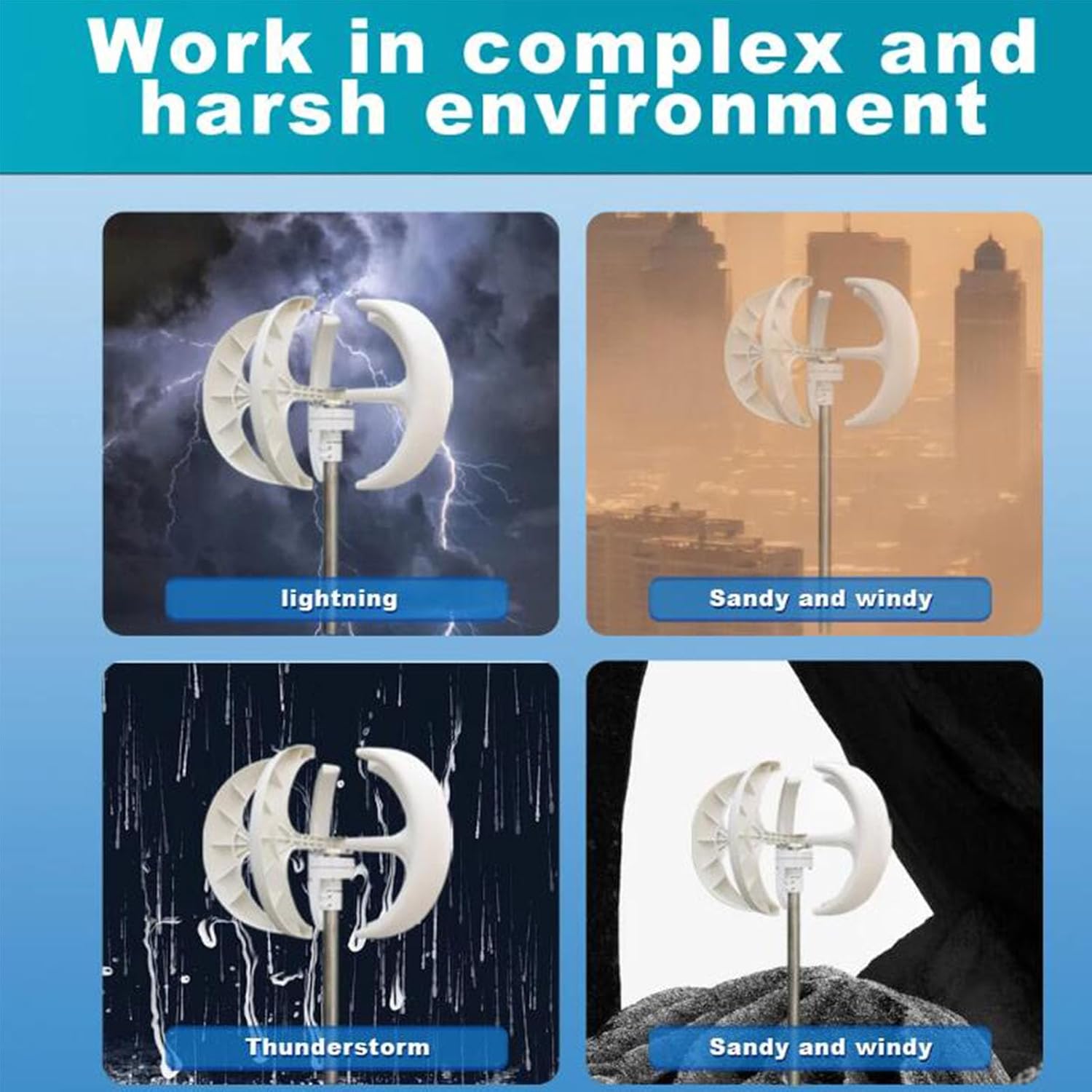 12V 24V 48V 2000W Windmill Maglev Wind Turbines, Solar Wind Turbine 5 Blades Suitable for Wind and Solar Power Generation(White)