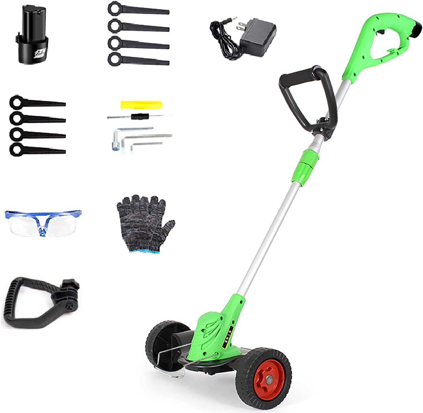 Electric Lawn Mower, Roller Type Retractable 80cm~120cm Household Small Lawn Mower 3000mA Battery 2 Styles Blade Rechargeable Cordless Lawn Mower