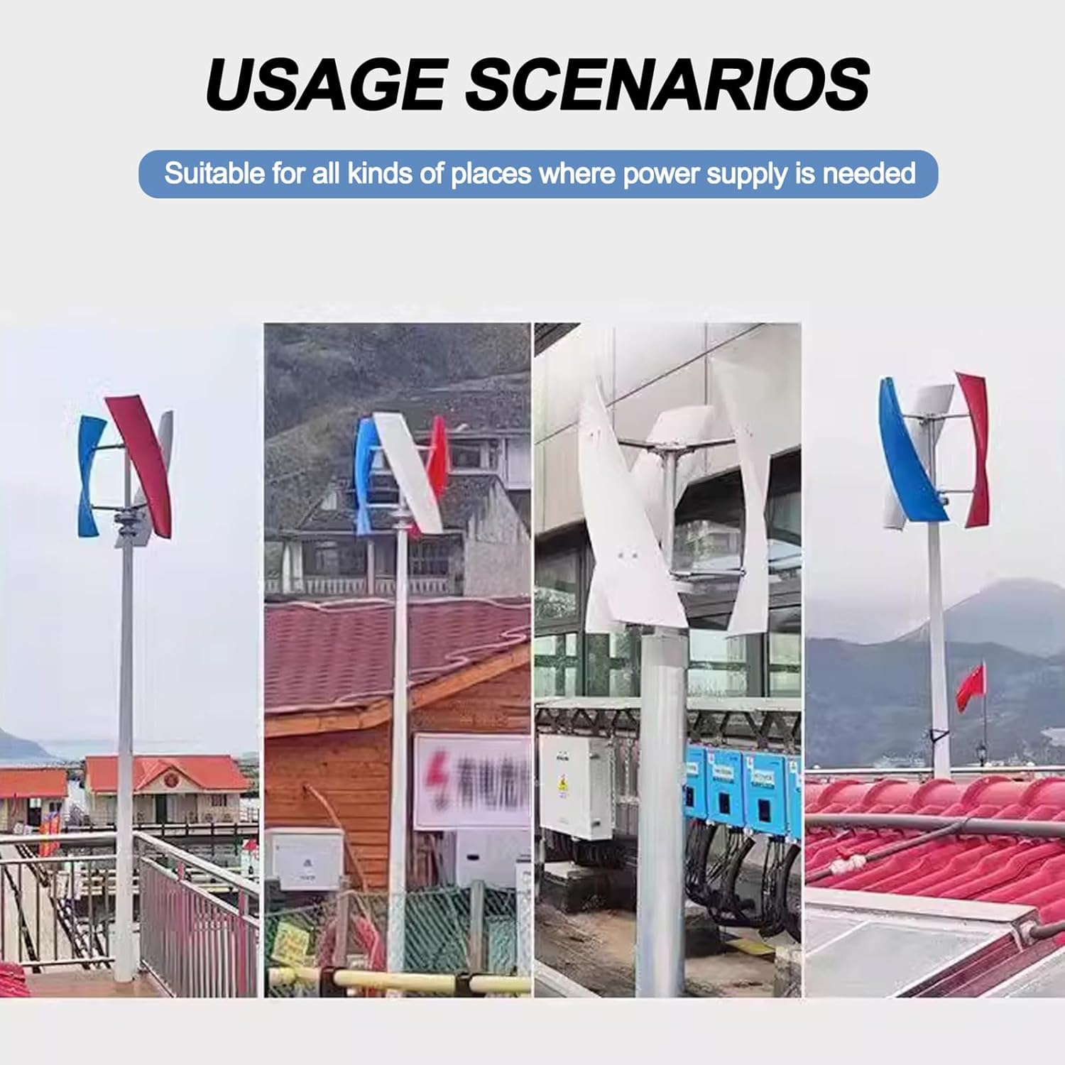 Wind Turbine, Vertical Axis Wind Turbine Generator,Spiral Shape, Breeze Start, 100w-300w Magnetic Suspension Windmill Generator Kit, 3 Nylon Blades, Suitable for Outdoor, Home Use(100W-24V)