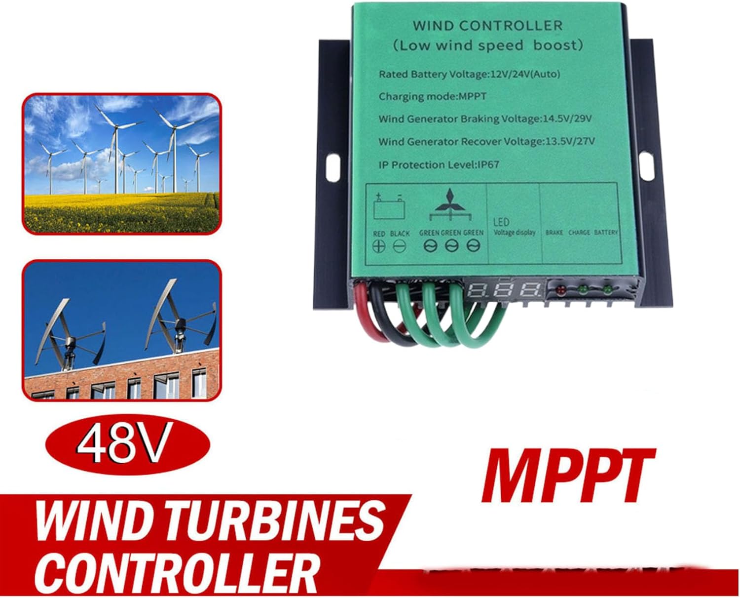 220V,Efficient 6000W Waterproof MPPT Charge Controller,DC12V 24V 48V IP67 Wind Turbines Generator Battery Charge Controller Regulator
