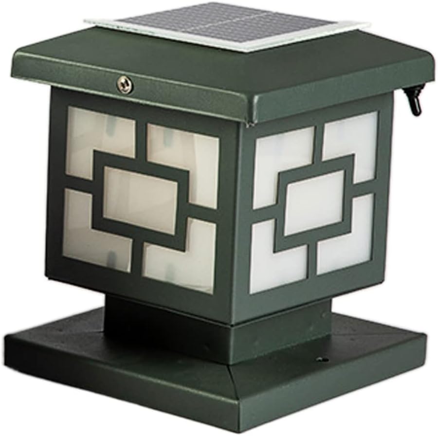 Iron Garden Decorative Lighting Solar Post Lantern Lamp, Solar Powered Fence Post Cap Light, Exterior Landscape LED Solar Post Light Fixtures, For Outdoor IP45 Waterproof Villa Pillar Lights