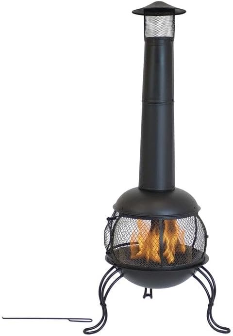 Black Steel Chimenea Wood Burning Fire Pit New