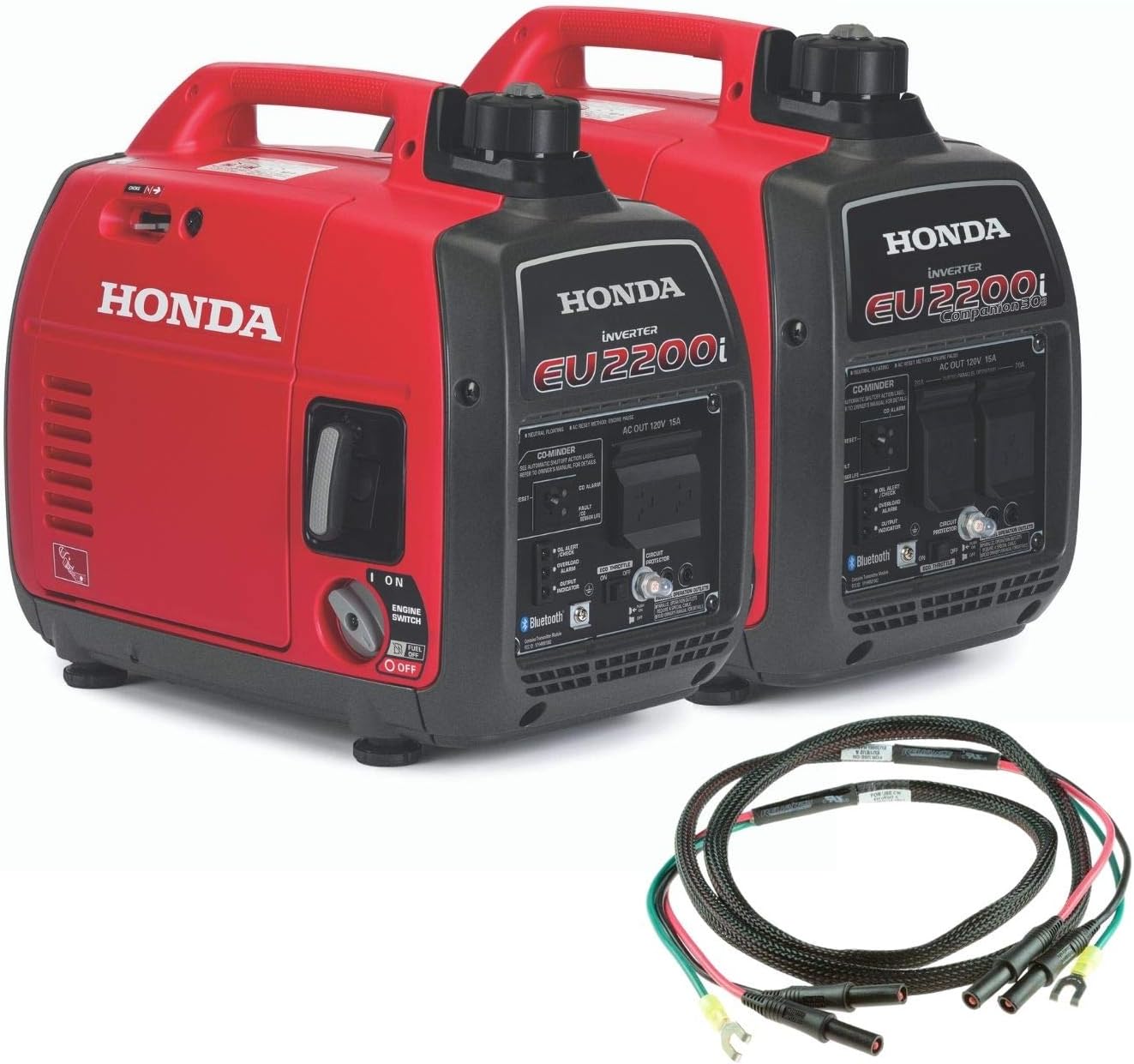 Honda EU2200iTAG 2200W 120V Portable CO-Minder Inverter Generator Bundle with Parallel Cables