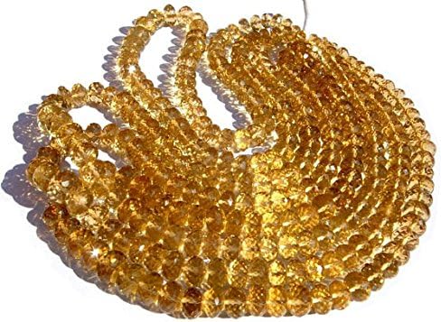 13 inch natural beads strand of 6.5-10mm faceted rondelle honey quartz gemstone beads for DIY jewelry - necklace, bracelet, earring, ring.