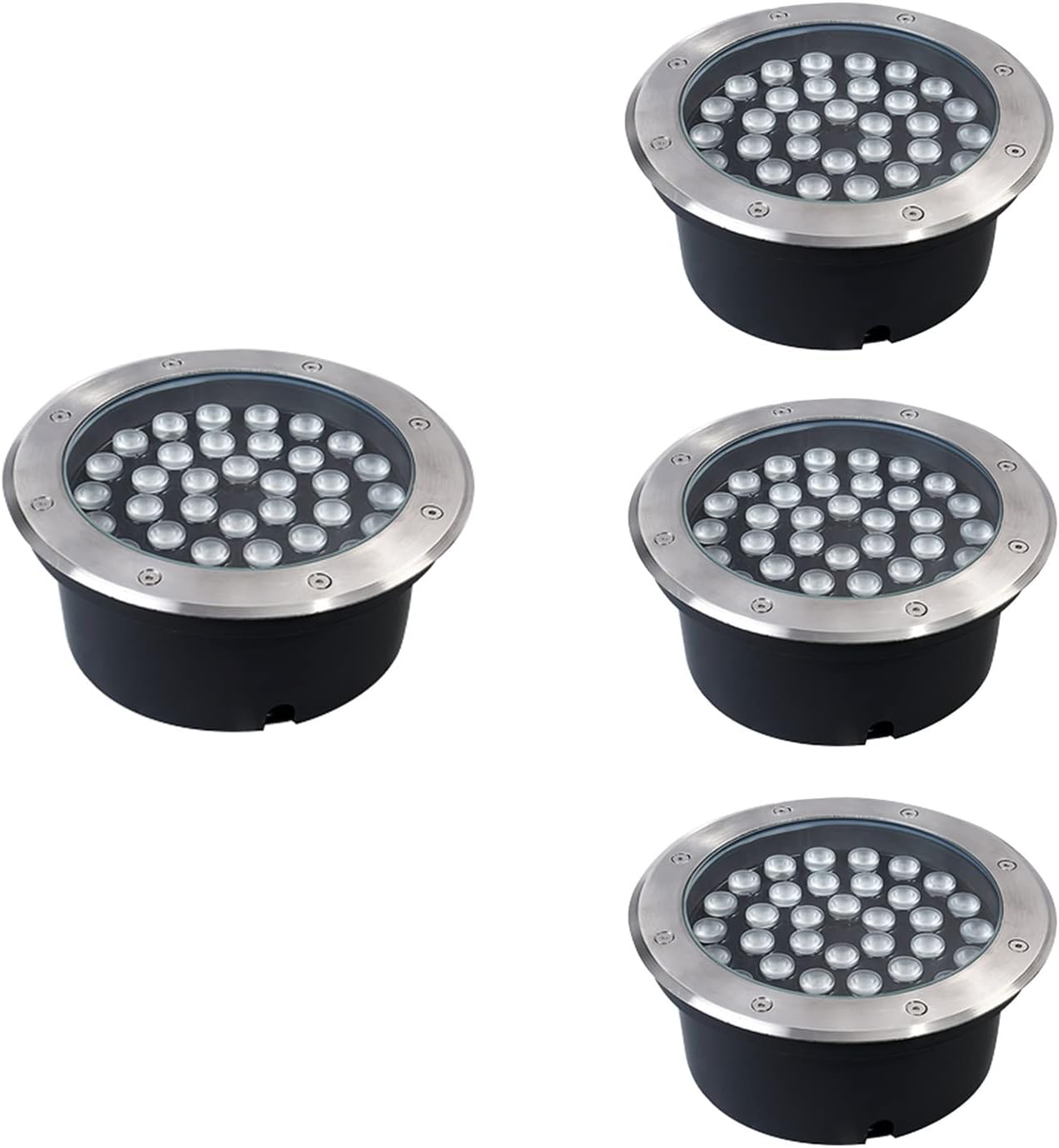4 Pack Outdoor Landscape Light Underground Round Landscape Lamp AC85-110V IP65 Waterproof Recessed In Ground Light for Home Driveway Step Pathway Patio Lawn Embedded Buried Lights