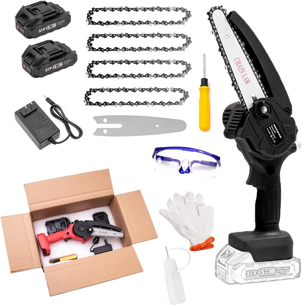 Mini Chainsaw,6 Inch Cordless Chainsaw,with Battery and Charger,Mini Chain Saw,Cordless Battery Power, Portable Electric Chainsaw, Suitable for Gardening, Wood, Outdoor Camping