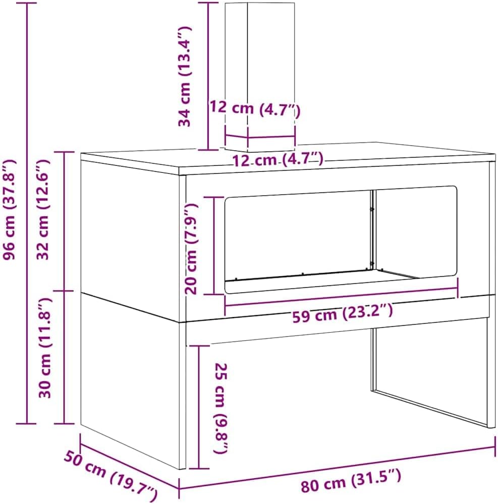 vidaXL Outdoor Fire Pit Stove Garden Weathering Steel for Large Logs Rustic Heating Perfect Patios and Camping Log Wood Fired Patio Durable Metal