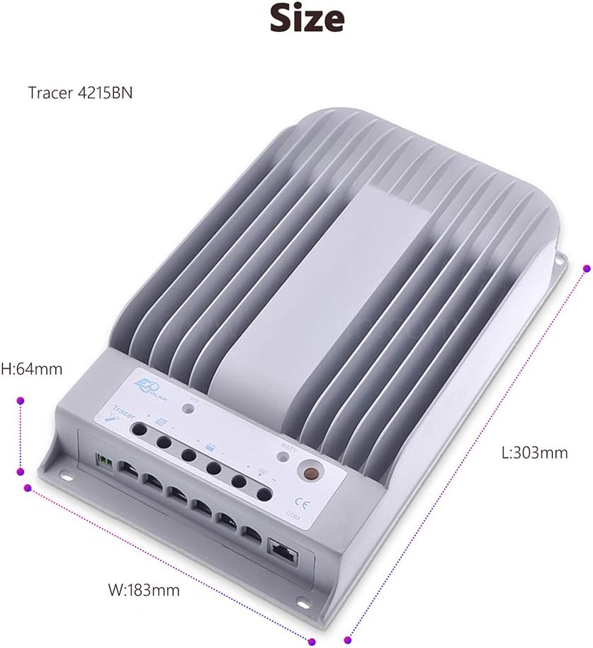 Fuhuihe MPPT Solar Charge Controller 150V PV Solar Panel Controller Negative Ground W/ MT50 Remote Meter + Temperature Sensor +PC Monitoring Cable[Tracer4215BN+MT50+RTS+150U]