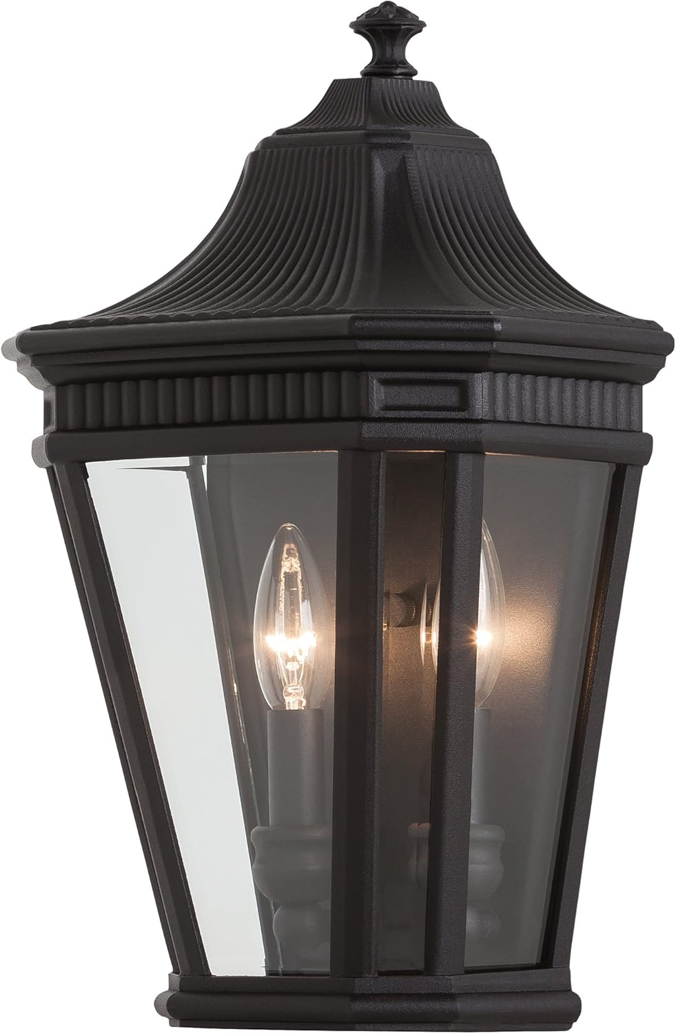 Feiss OL5403BK Cotswold Lane Outdoor Lighting Wall Pocket Sconce, Black, 2-Light (10