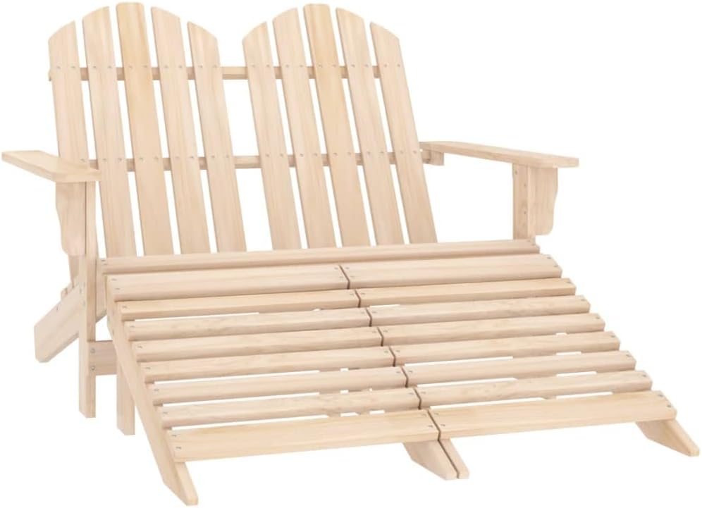 2-Seater Patio Adirondack Chair & Ottoman Fir Wood,Adirondack Chair with Ottomans: Ultimate Comfort and Durability for Your Outdoor Space Outdoor Furniture, Outdoor Chairs