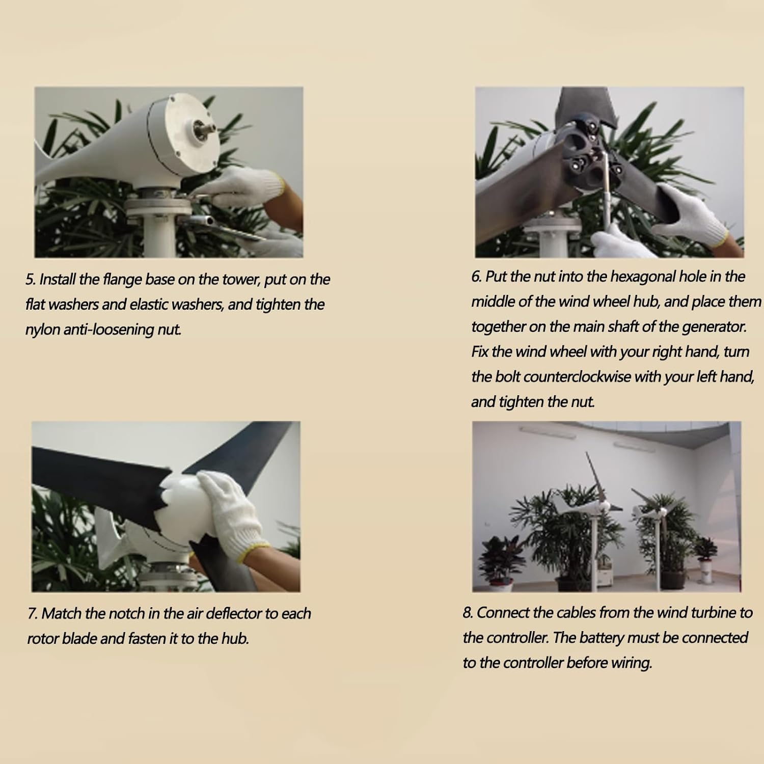 Wind Turbine Generator, Windmill Generator Wind Turbine 6 Blade Wind Controller Turbine Generator Kit for Boats,Terraces,Cabins Or Home(Size:200W)