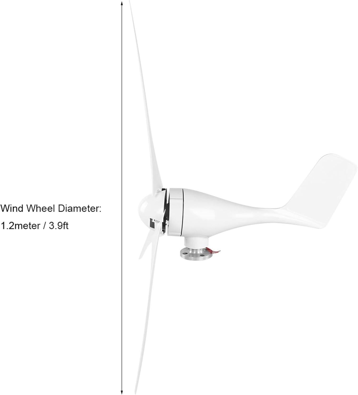 Hilitand 1200W Small Wind Generator Turbines Kit, 3 Blades Generator Power Parts Turbines Kit for Marine Home Charging(White 12V)