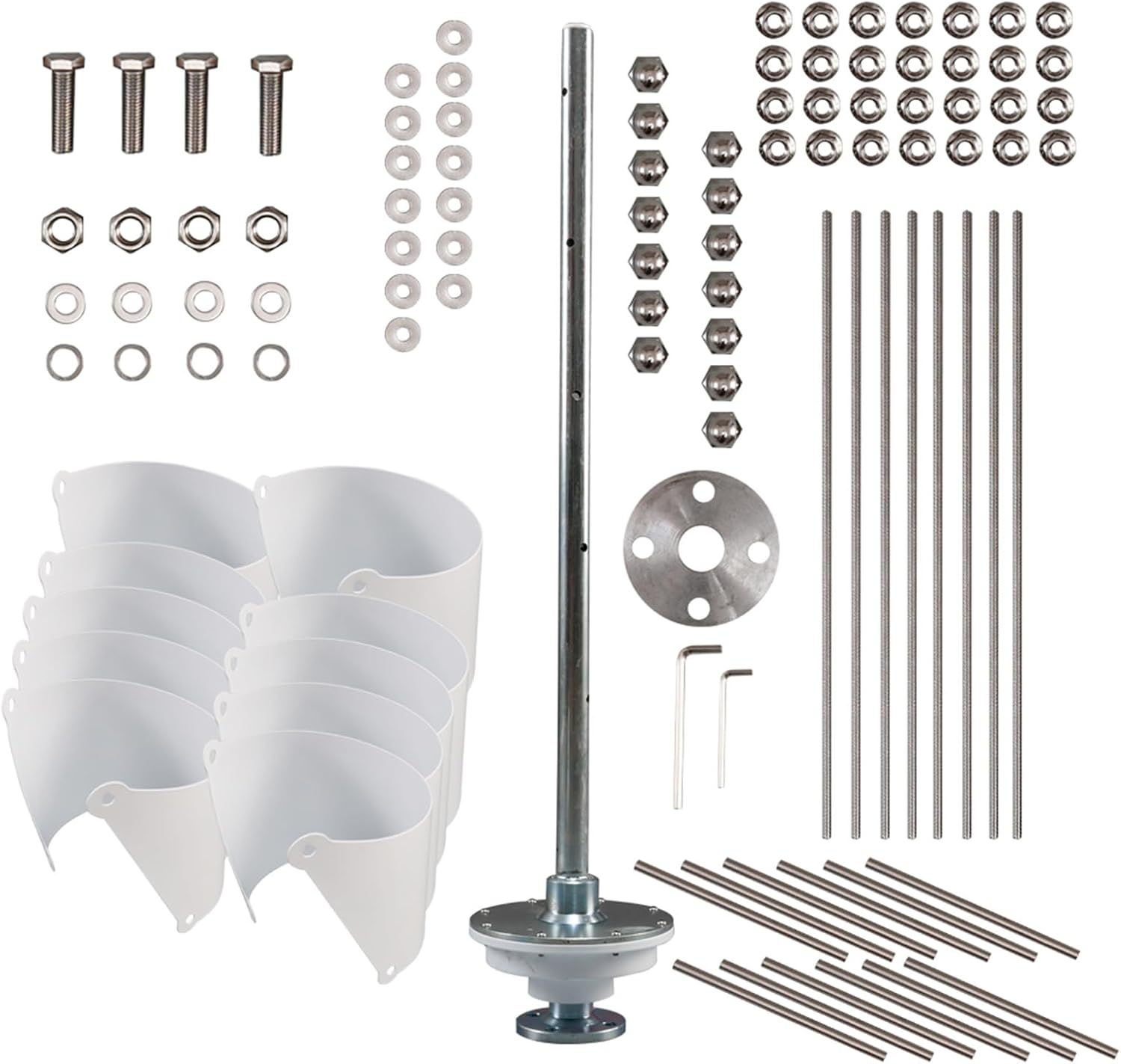 12V 24V 48V Wind Vertical Turbine Generator 3000W, White Spiral Wind Vertical Turbine Generators with Controller for Home Use System (10 Blade)