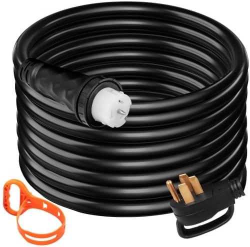 25Ft 50 Amp Generator Extension Cord STW 6/3 + 8/1 Generator Cord 125V 250V Generator Power Cord N14-50P & SS2-50R & CS6364 Twist Lock Connectors