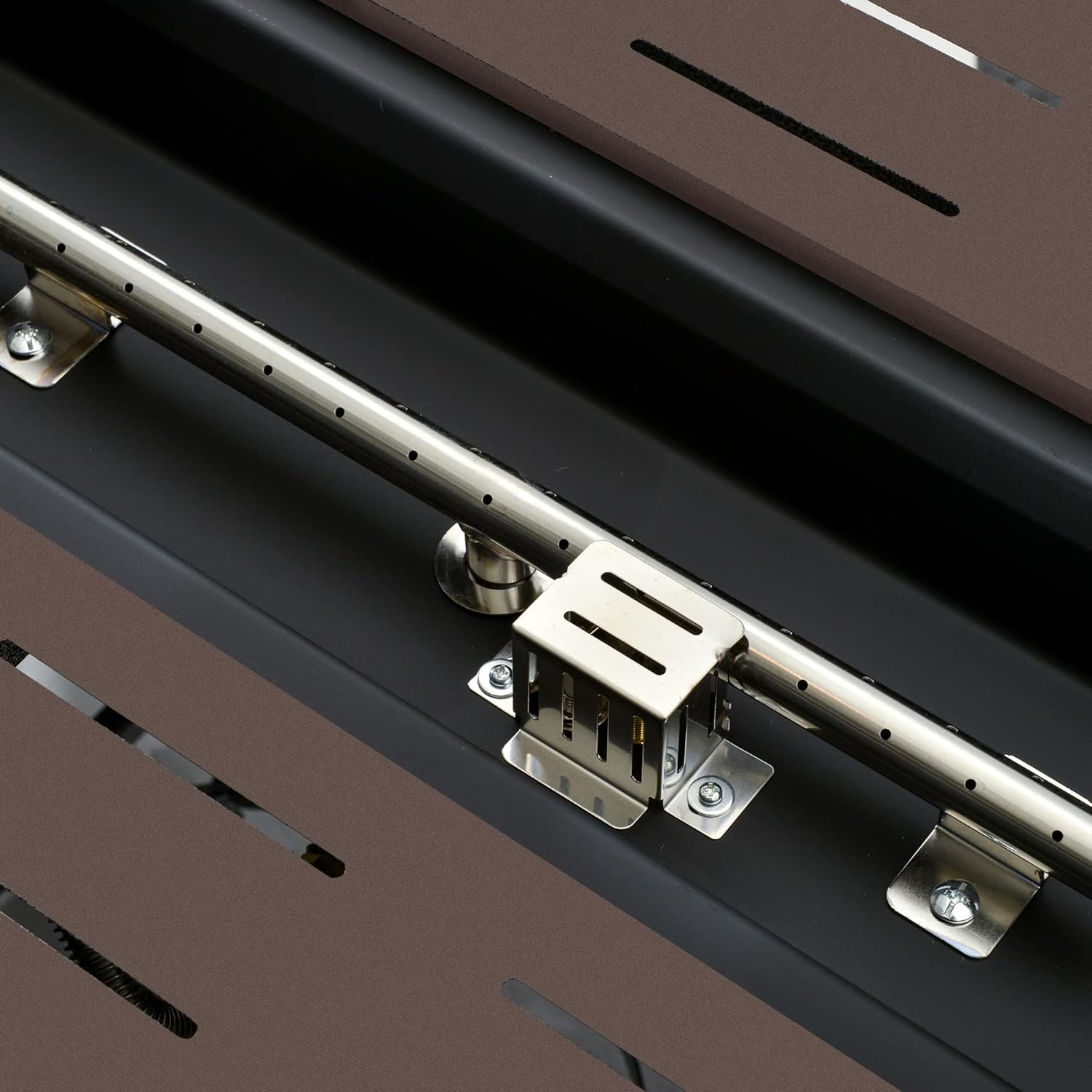 42 Inch Outdoor Propane Gas Fire Pit Table, 50,000 BTU Auto-Ignition Rectangular Gas Firepit with Slat Tabletop, Lid, Lava Rocks, Rain Cover, CSA Certification, Brown