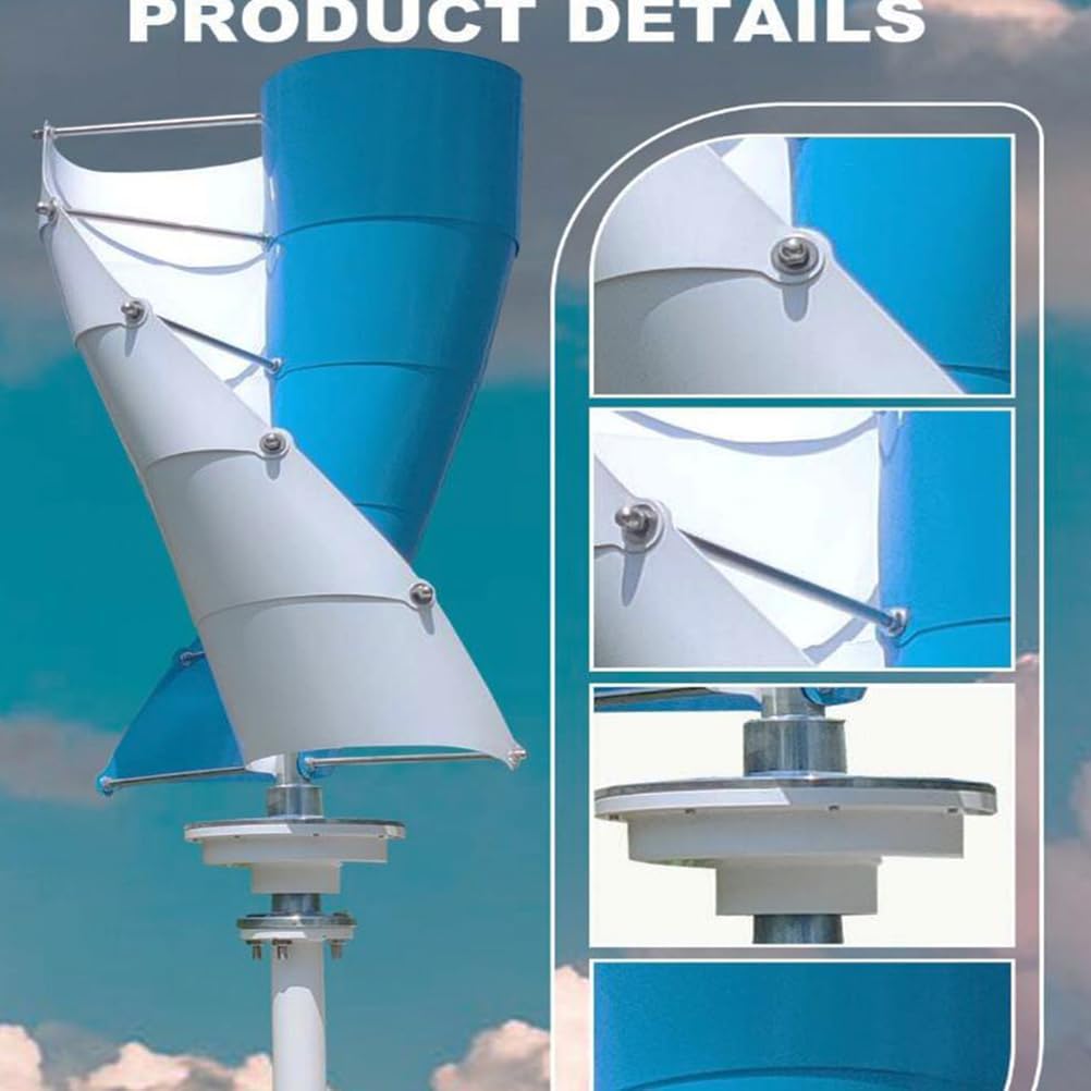 48V,BAOJUHUIKANG 100W-3000W Small Spiral Vertical Axis Wind Turbine No Noise Vertical Wind Turbine Generator for Home, Business, Boats 12V 24V 48V 220V