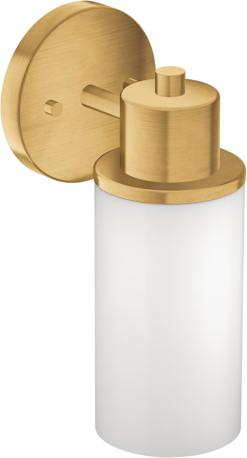Moen DN0761BG Iso 1-Light Dual-Mount Bath Bathroom Vanity Fixture with Frosted Glass, Brushed Gold