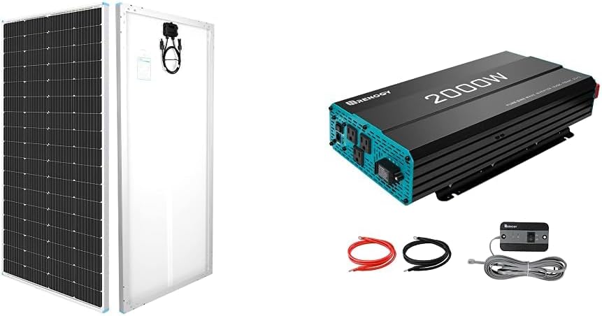 Renogy Solar Panel 200 Watt 12 Volt and Renogy 2000W Pure Sine Wave Inverter 12V DC to 120V AC Converter