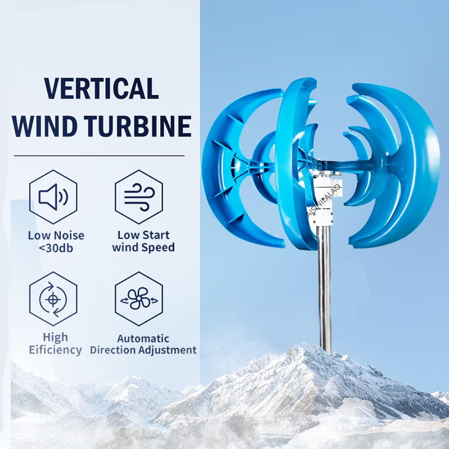 12000W Vertical Axis Maglev Wind Turbine,12V-220V 3 Phase 5 Blades Wind Turbine for Household Wind Turbines(with Controller)