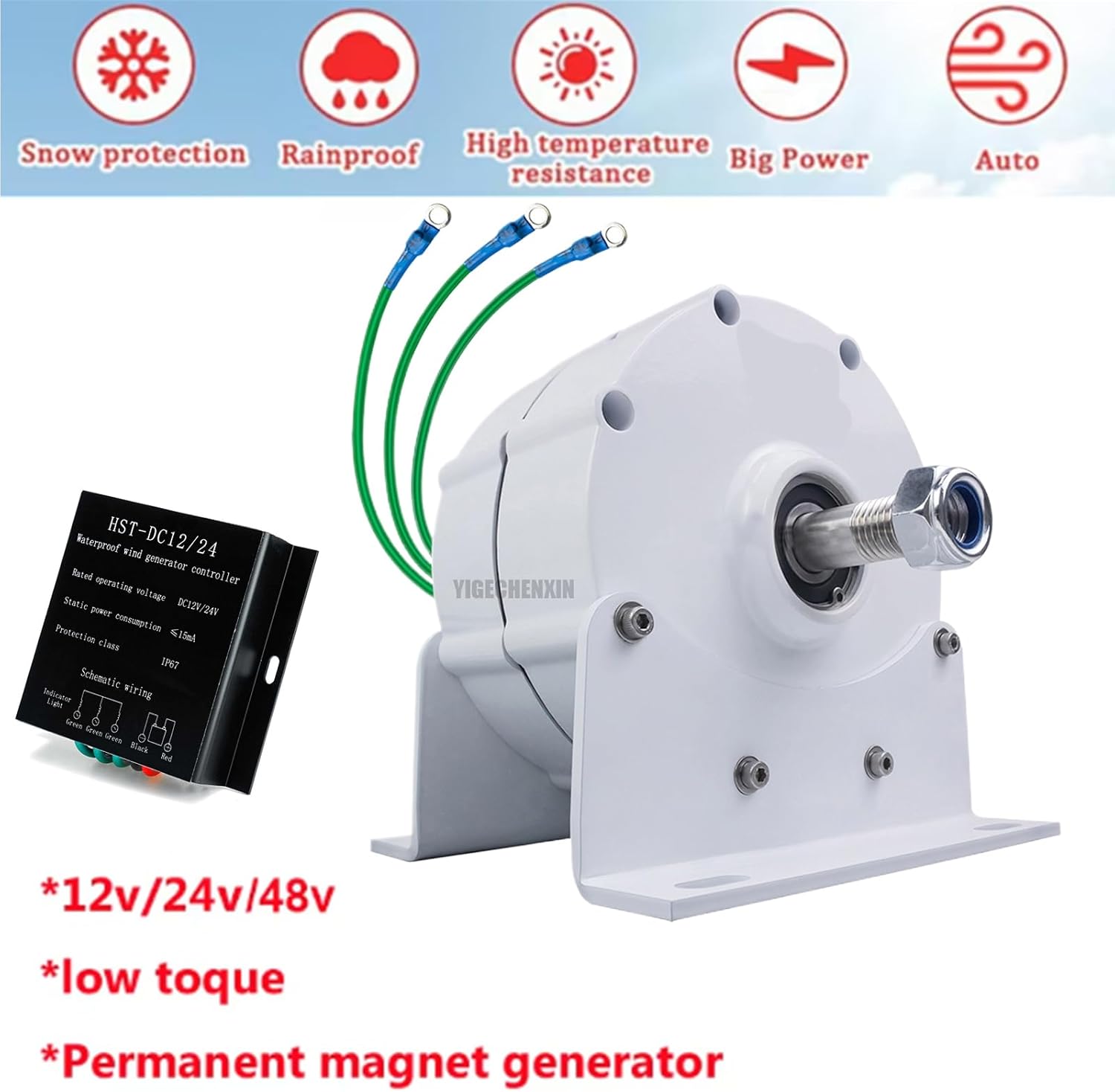 3000W High Efficiency Gnerators Low Speed 220V 48V 24V 12V 3Phase Gearless Permanent Magnet Generator DC/AC Driving Motor for Water Conservancy and Wind Power