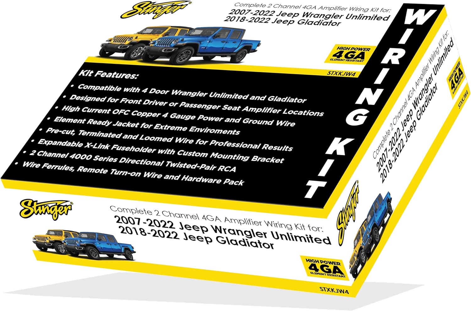4 Gauge OFC Amplifier Wiring Kit for 2007-2021 Jeep Wrangler Unlimited by Stinger