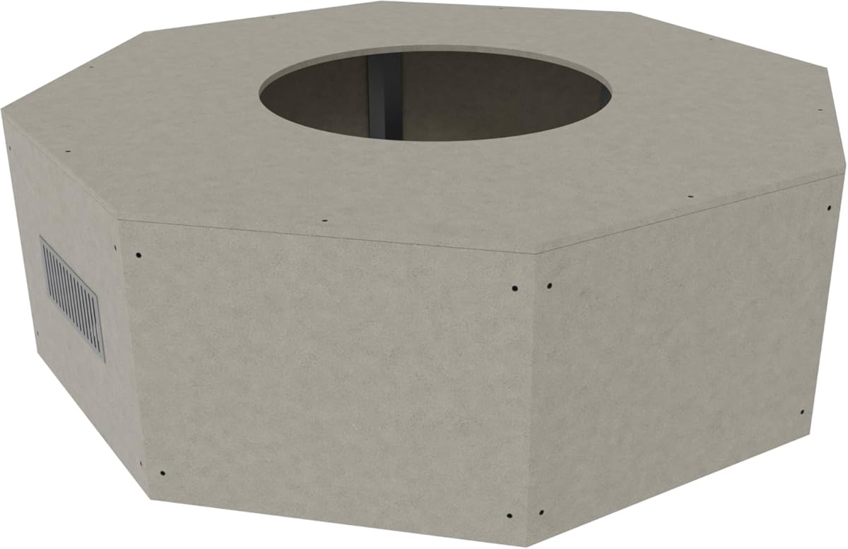 Ready-to-Finish 54-in Octagon x 18-in Concrete Fire Pit Kit for Outdoor Patio – Customizable Gas or Wood Burning Base – DIY & Contractor Friendly – Fits 25-in Burner or Breeo Zentro Insert