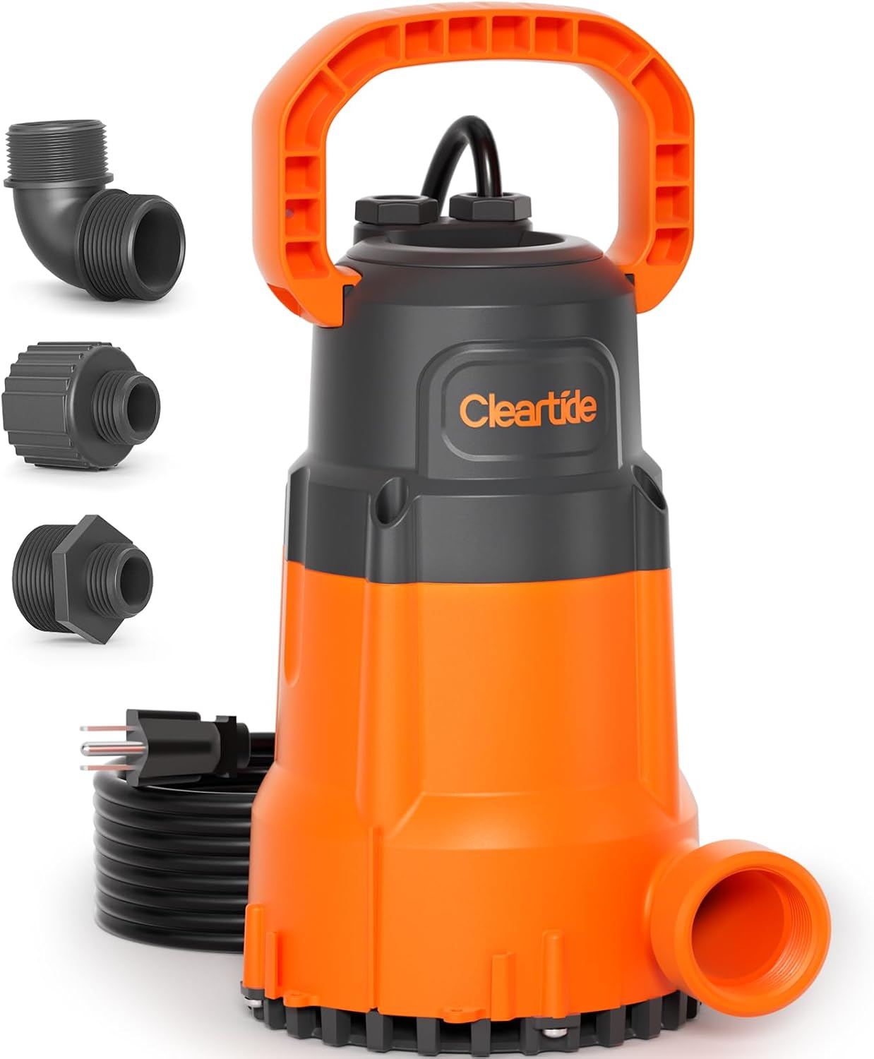 Cleartide Submersible Sump Pump, 1/3 HP Utility Water Pump for Pool Draining, Hot Tub, Basement,100% Copper Motor, Electric Drain Pump Handles 3/8