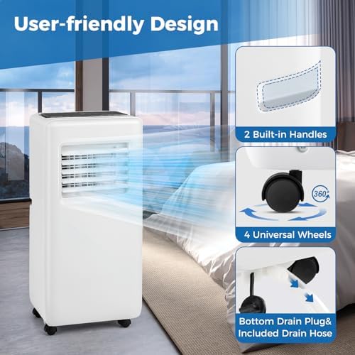 ARLIME 10000 BTU Portable Air Conditioner, 3 in 1 Air Cooler w/Fan, Quiet Floor AC w/Sleep Mode, 24H Timer, LED Display, Remote Control & Installation Kit, AC Unit for Bedroom 350 Sq.Ft (10000 BTU)