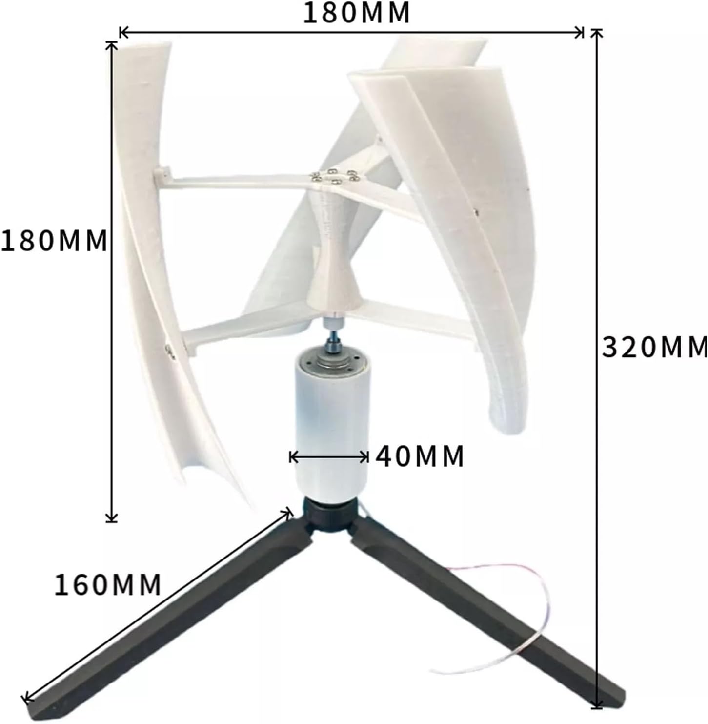 3D Printed PAL Micro Vertical Axis Wind Turbine – 25W Brushless DC Generator 3-Blade Design, PAL Material, Wind-Solar Hybrid, Easy Installation, Compact Size, UV Resistant