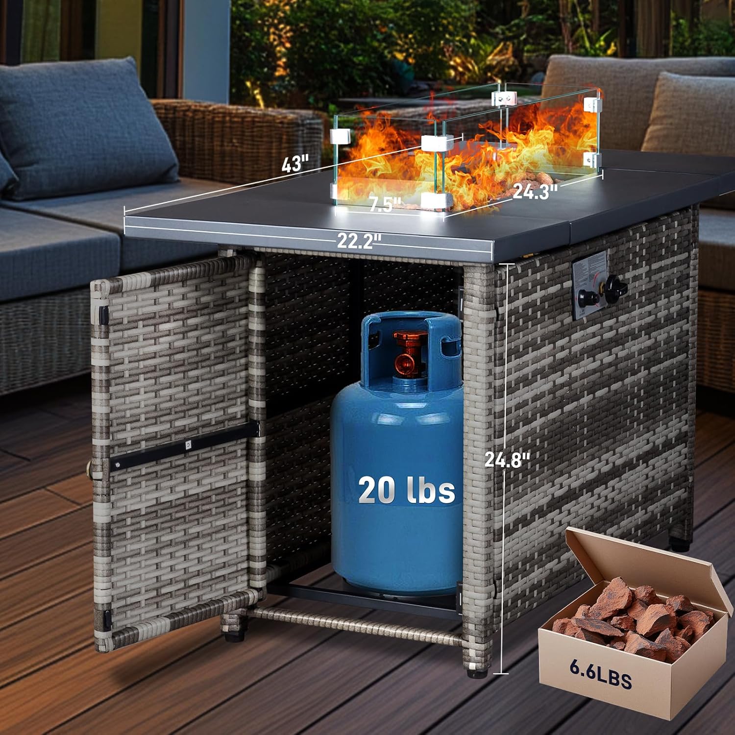 Outvita Fire Pit Table, 43