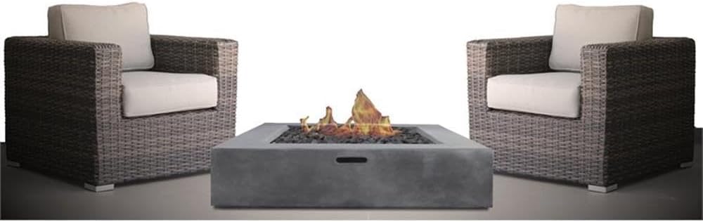 Living Source International 3-Piece Wicker Fire Pit Patio Set in Espresso/Gray