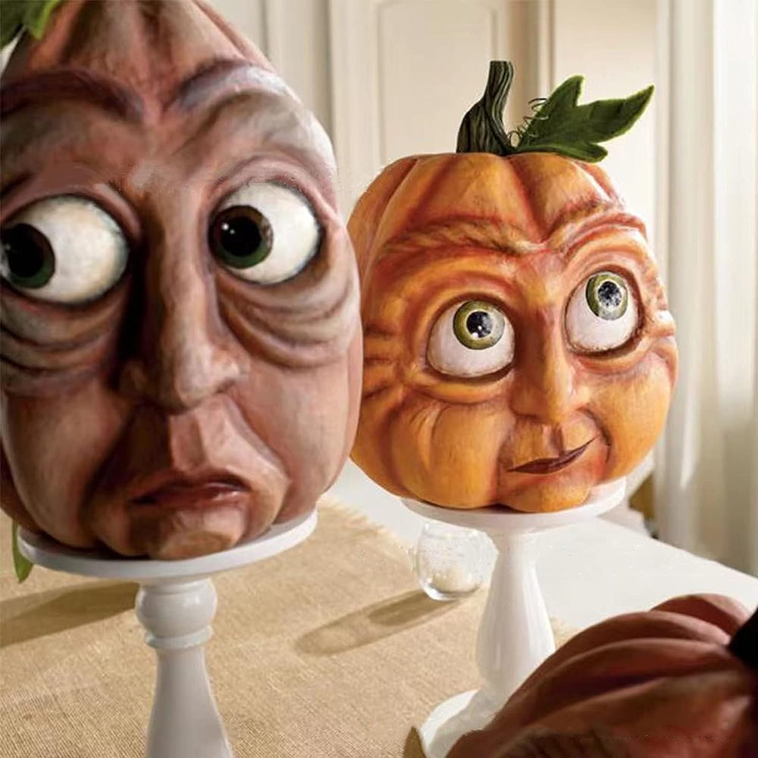 Expressive Pumpkin Family Reign Ornaments Lantern Venue Decoration Props Face Decoration for Haunted House Bar Party (6 Pieces)