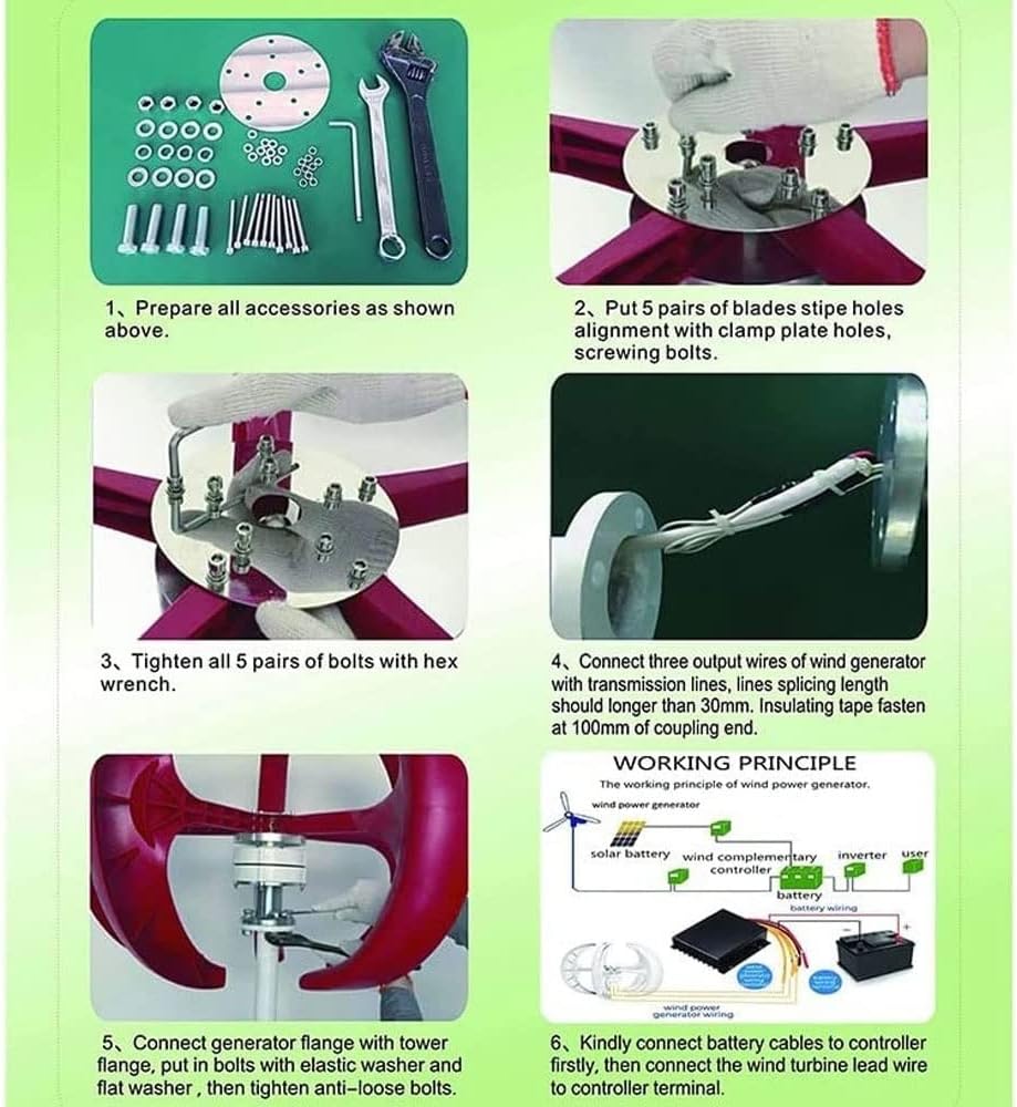 Vertical Wind Turbine Generator 5 Blades Windmill Motor 400W 12V 24V Wind Power Generator with Charge Controller for Home Hybrids Streetlight