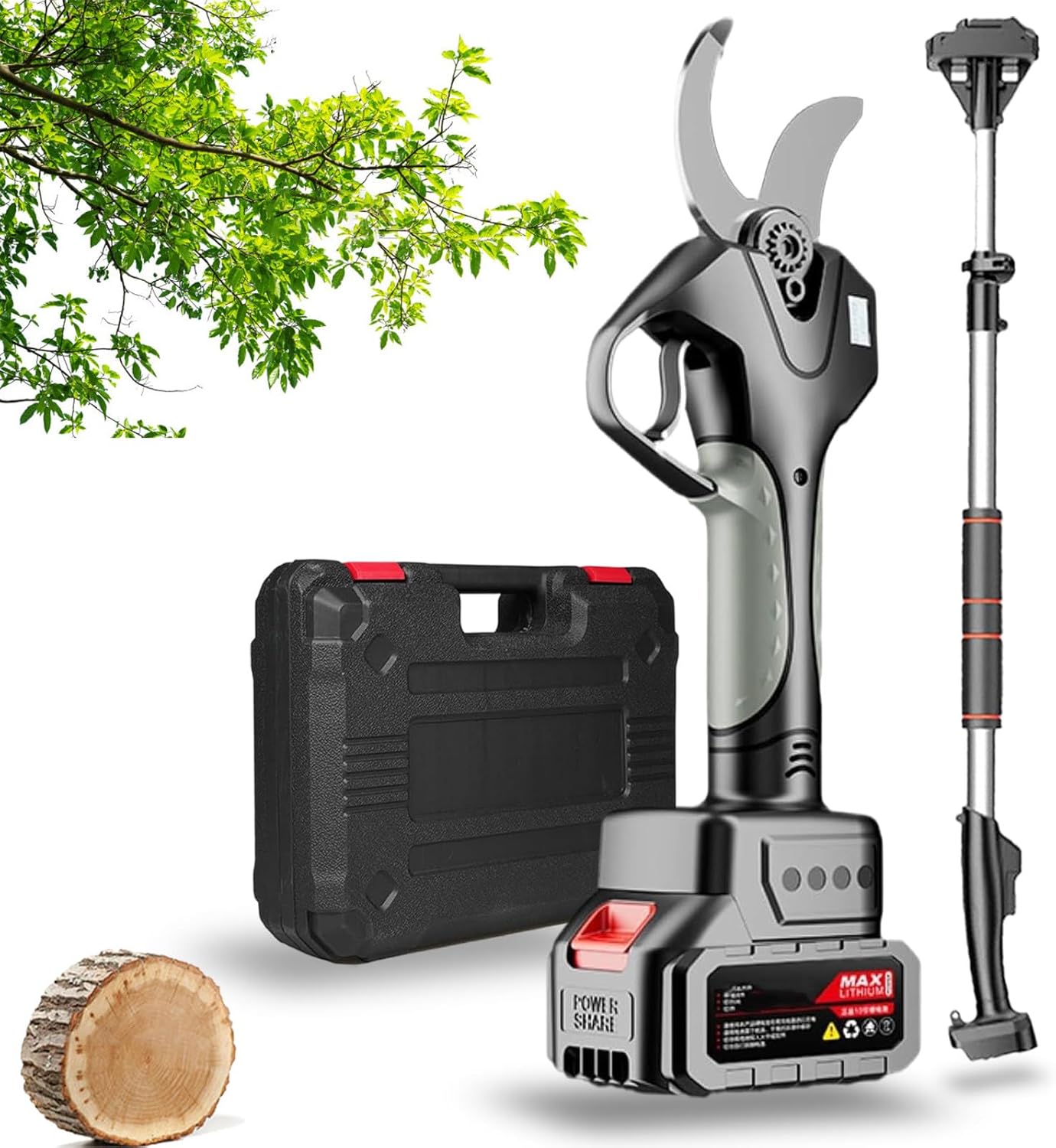 Electric Pruning Shears, Pruning Shears with 4500mAh Batteries, 78mm Pruning Shears with Display, 980W Pruning Shears with Brushless Motor for Gardening, Fruit Trees,‎1Battery