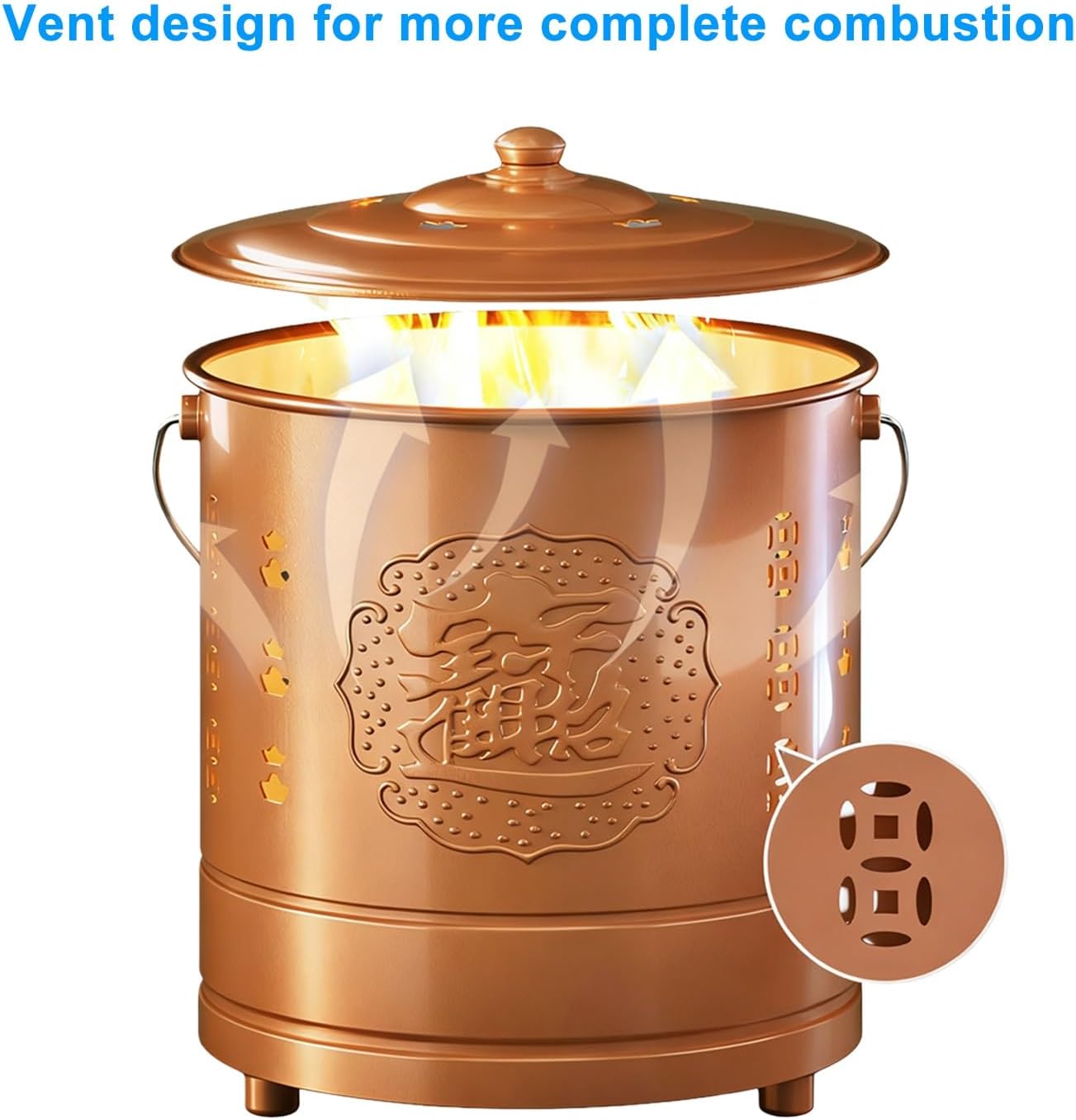 Burn Barrel, Metal Fire Pit, Paper Burner Outdoor Incinerator, Including Tripod, Fire Hook, for Wood Rubbish Leaves Cardboard(Red,45cm/17in)