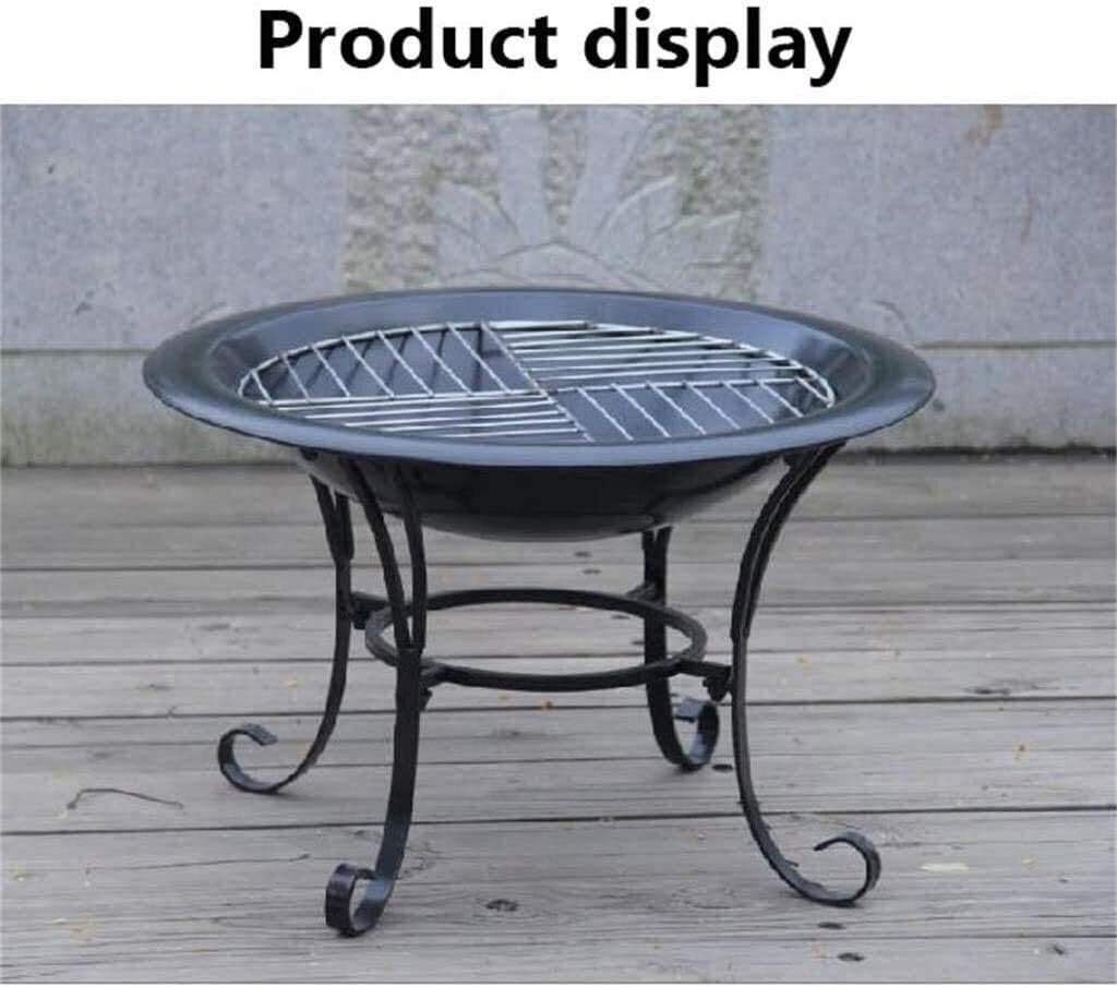 Garden Fire Pit Portable Grill Barbecue Rack Outdoor Fire Large Bonfire Wood Burning Patio Coal Grill Firepit for Grill Charcoal Grill with Spark Screen with Cover BBQ Cooking for Camping S ()