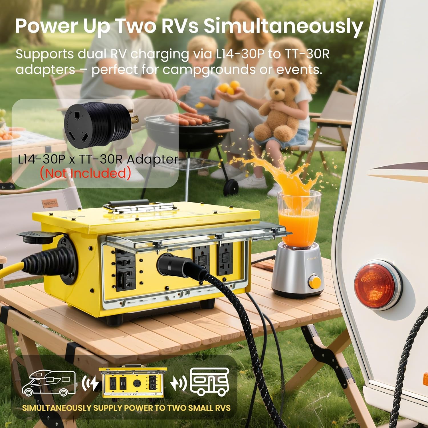 Heavy-Duty 50 Amp Power Distribution Box – 125/250V, SS2-50P Inlet, IP67 Waterproof, (8) 20A GFCI 5-20R Receptacles & (2) 30A Locking Outlets for Jobsite, Generator, RV, Outdoor Use